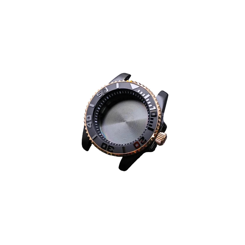 40.5mm High Quality Black Gold/Rose GMT Case with Chapter Ring Stainless Steel Waterproof Accessories for NH34/NH35/NH36 Movements