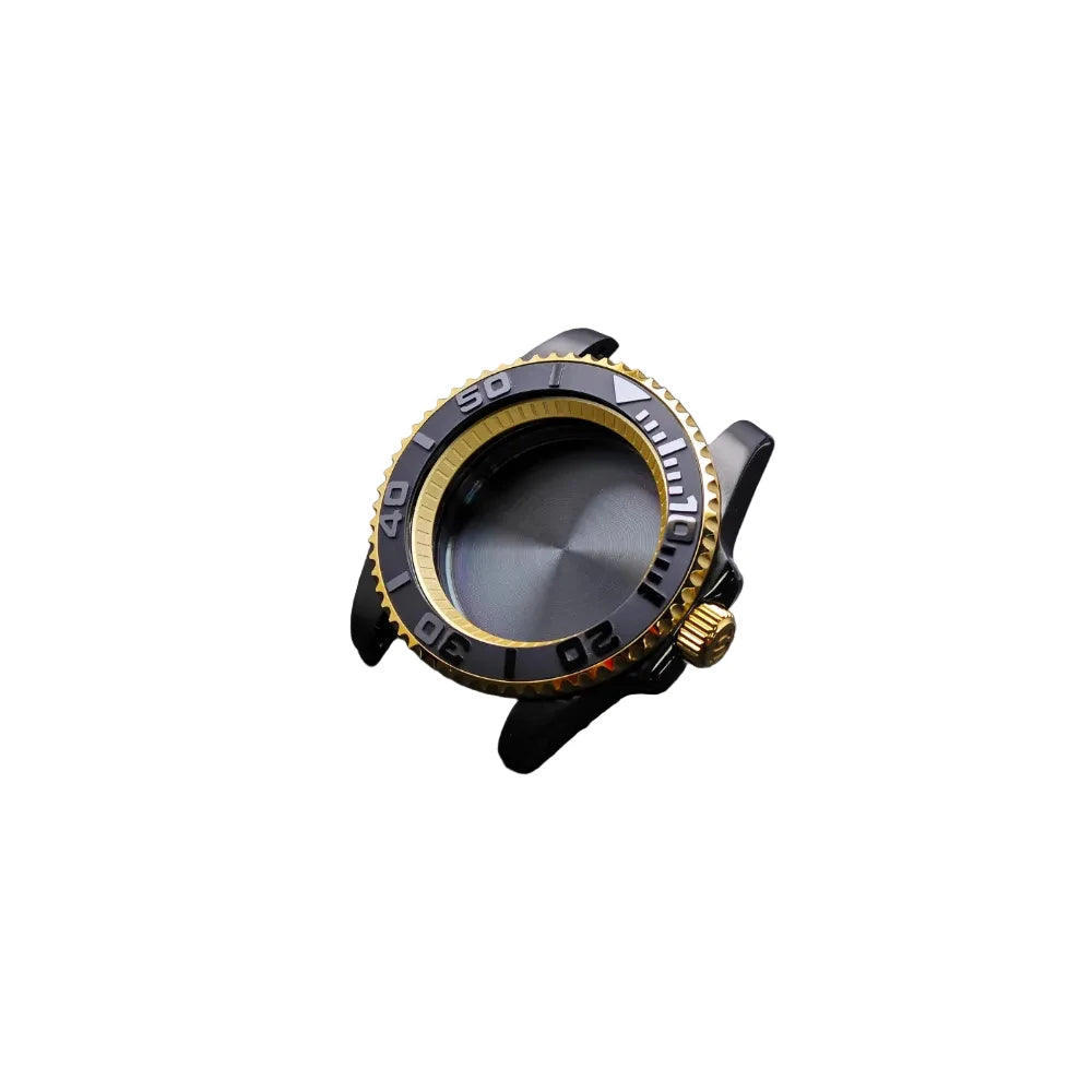 40.5mm High Quality Black Gold/Rose GMT Case with Chapter Ring Stainless Steel Waterproof Accessories for NH34/NH35/NH36 Movements