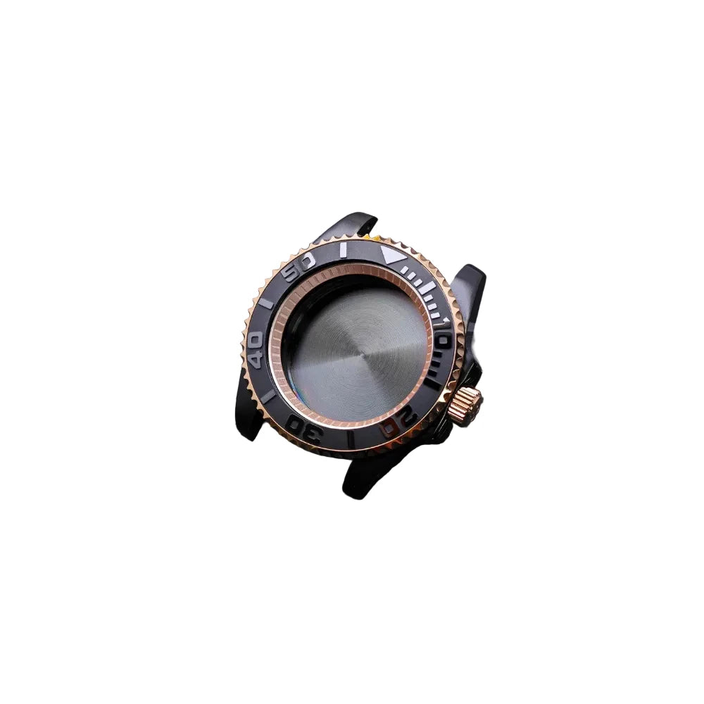 40.5mm High Quality Black Gold/Rose GMT Case with Chapter Ring Stainless Steel Waterproof Accessories for NH34/NH35/NH36 Movements