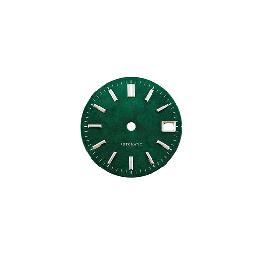 28.5mm NH35 Dial Forest Green White Birch Tree Pattern Automatic Dial NH35 Face Silver Scale Multi-Color NH35 Dial Watch Mod