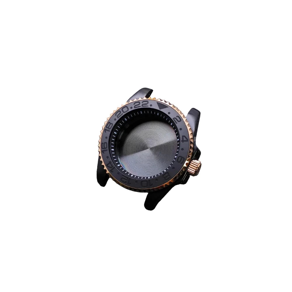 40.5mm High Quality Black Gold/Rose GMT Case with Chapter Ring Stainless Steel Waterproof Accessories for NH34/NH35/NH36 Movements