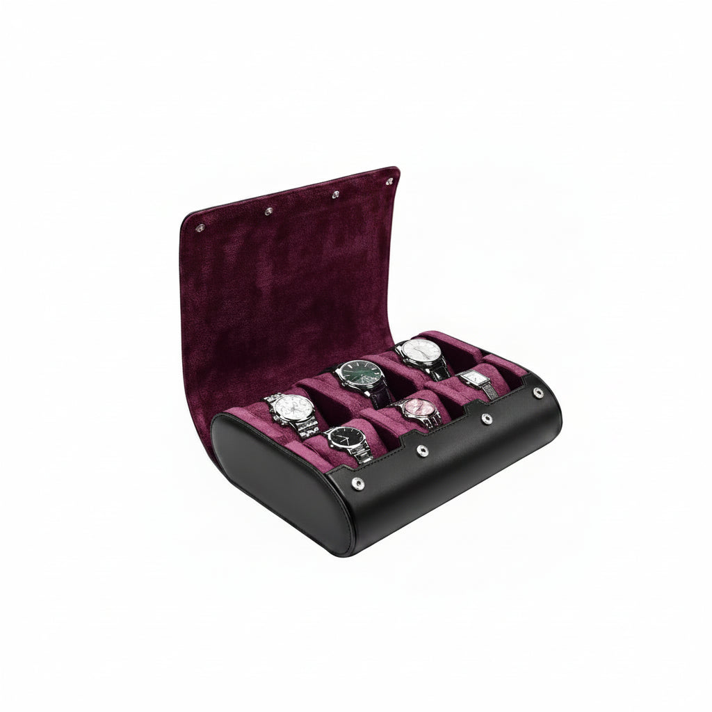 Étui de voyage premium pour montres, 6 emplacements